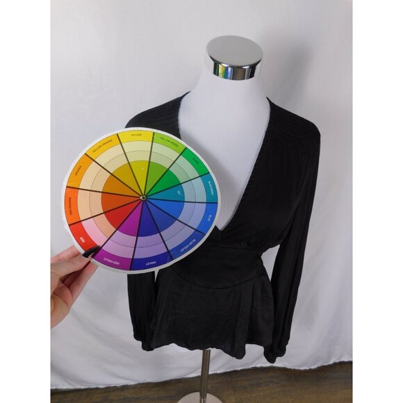 Grade & Gather S Black Peplum Blouse Romantic Gothic Witchcore V-Neck - Picture 7 of 9